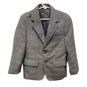 James Morgan Boys Size 5 Plaid Two-Button Plaid Wedding Formal Blazer Jacket
